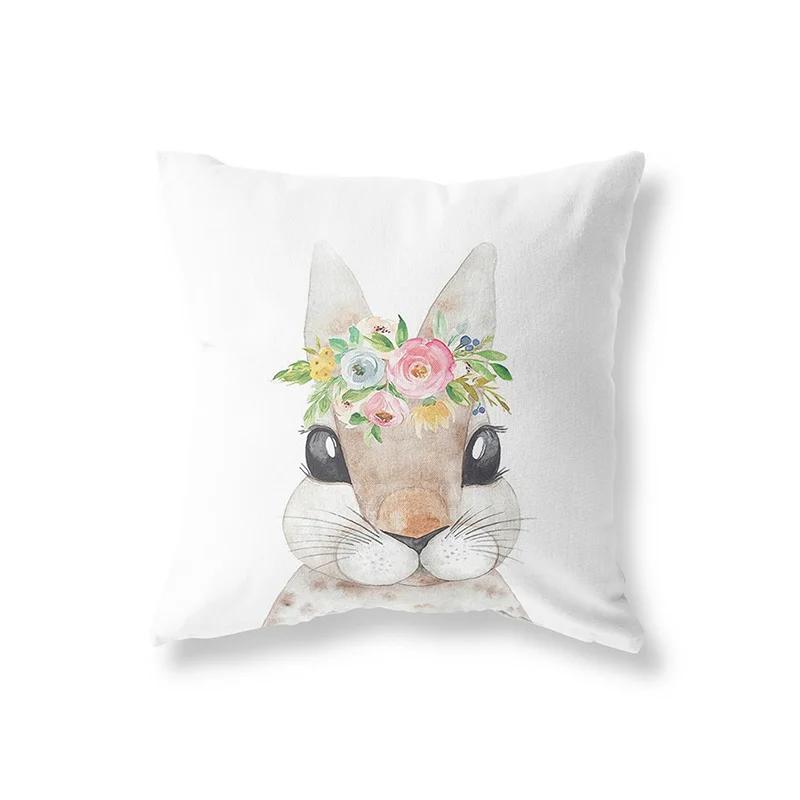 Cute Rabbit Giraffe Animals Children Room Decor Polyester  Cushion Cover Sofa Pillow  Home Decoration Throw Pillowcase