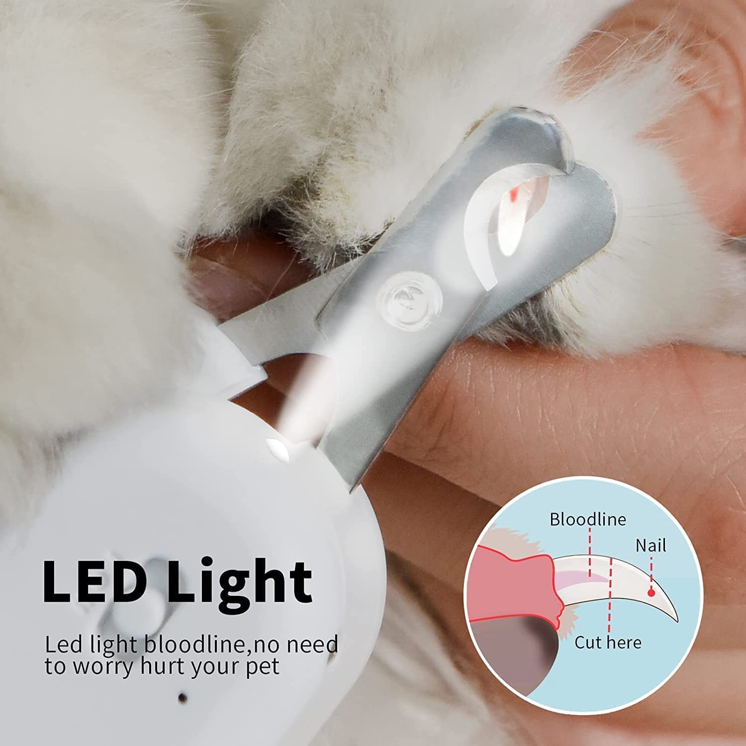 

Cat Nail Clipper for Small Animals, Dog Nail Clippers with LED Light Cat Nail Trimmers Professional Grooming Tools for Rabbits зелёный