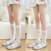 Female Summer Thin Vertical Hollow Out Solid Color Calf Pile Socks