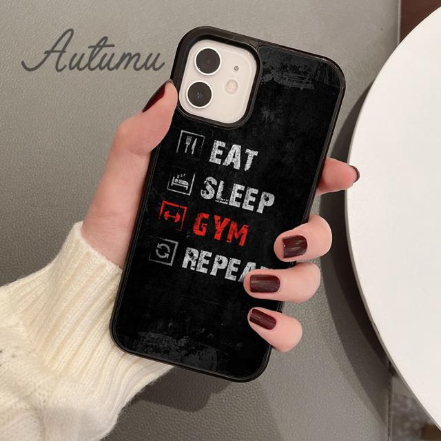 EAT SLEEP RUN REPEAT Pouzdro na telefon pro iPhone 11 12 13 14 Pro Max mini X XR XS SE 2020 6S 7 8 Plus Samsung Galaxy S21 S22 kryt