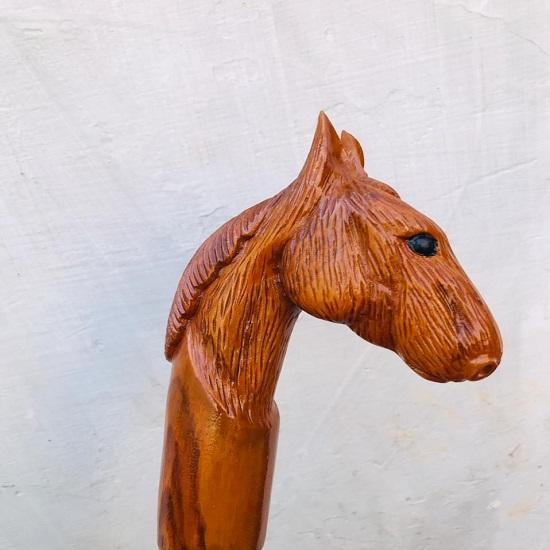 Elegant Horse Head Walking Cane Handmade Wooden Stick with Brass Handle