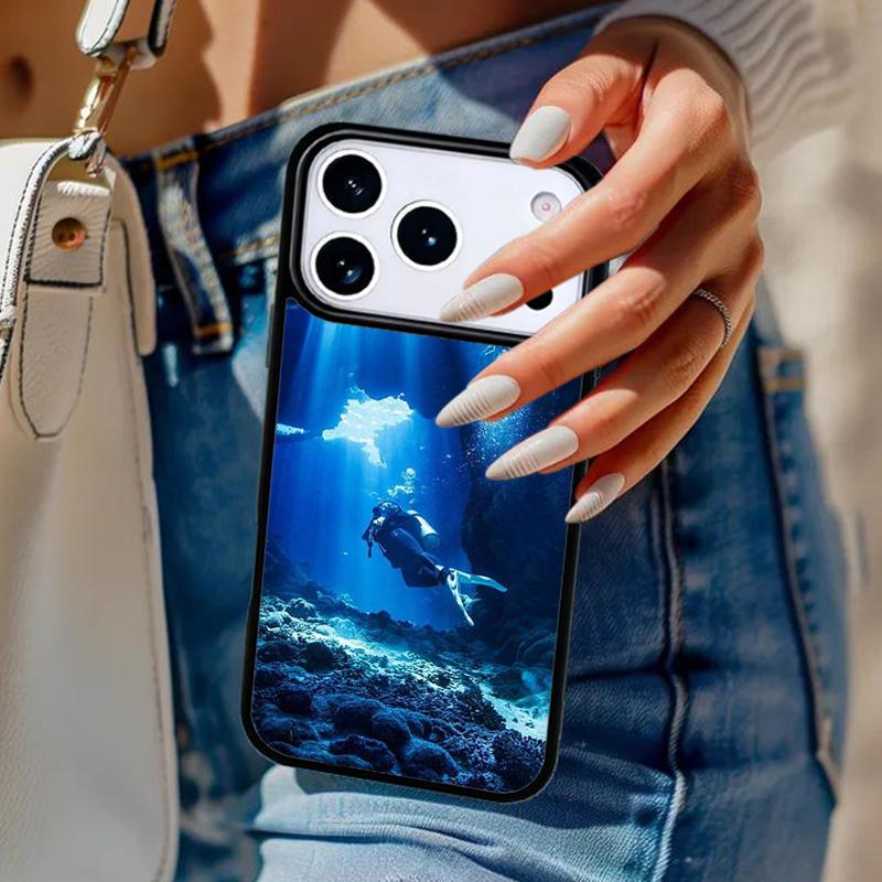 Diver Diving Phone Case For iPhone 17 Air 14 15 13 12 Max Cover For Apple 14 15 16 16e 11 Pro Max Plus