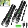 2Pack Rechargeable Flashlights, 100000 High Lumens Super Bright Led Tactical Flashlight with 5 Modes, High Power Waterproof Dual Button/Dual