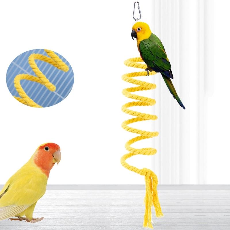 Lovebird Parrots Cage Spiral Bridge Swing Climbing Cotton Training Ladder Toy for Bird Pet Supplies