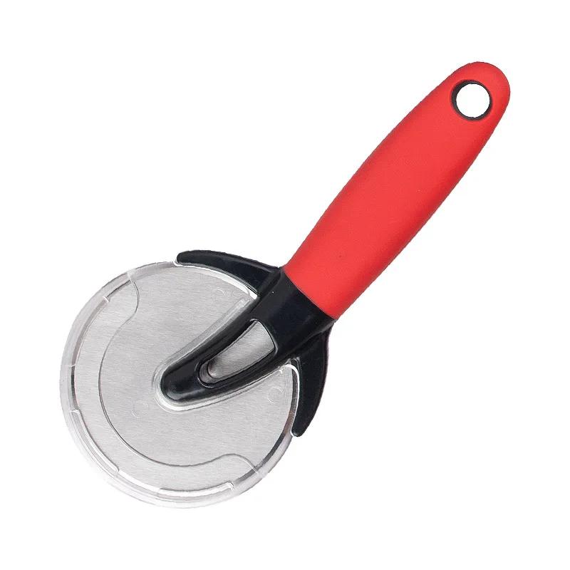 

Hot sale Stainless Steel Black Abs Handle Pizza Wheel Cutter With Protective Cover червоний