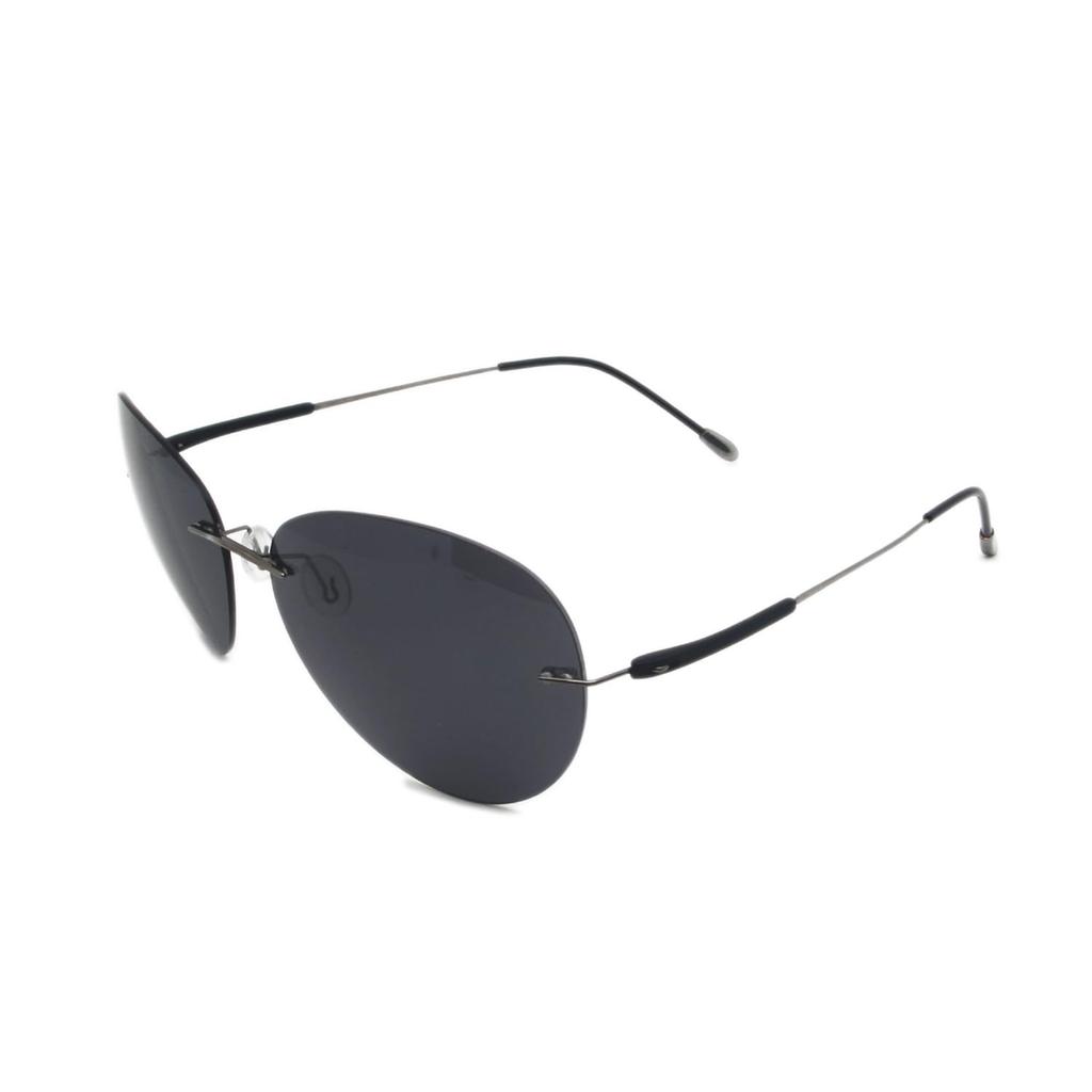 Qi Song Rimless Titanium Frame Polarized Sunglasses for Available in 4 qs828 Ultra-Lightweight Men, Colors, (Gray)