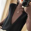 Women's V-neck Knit Vest - Korean Style Wool Blend Shawl for Autumn/Winter