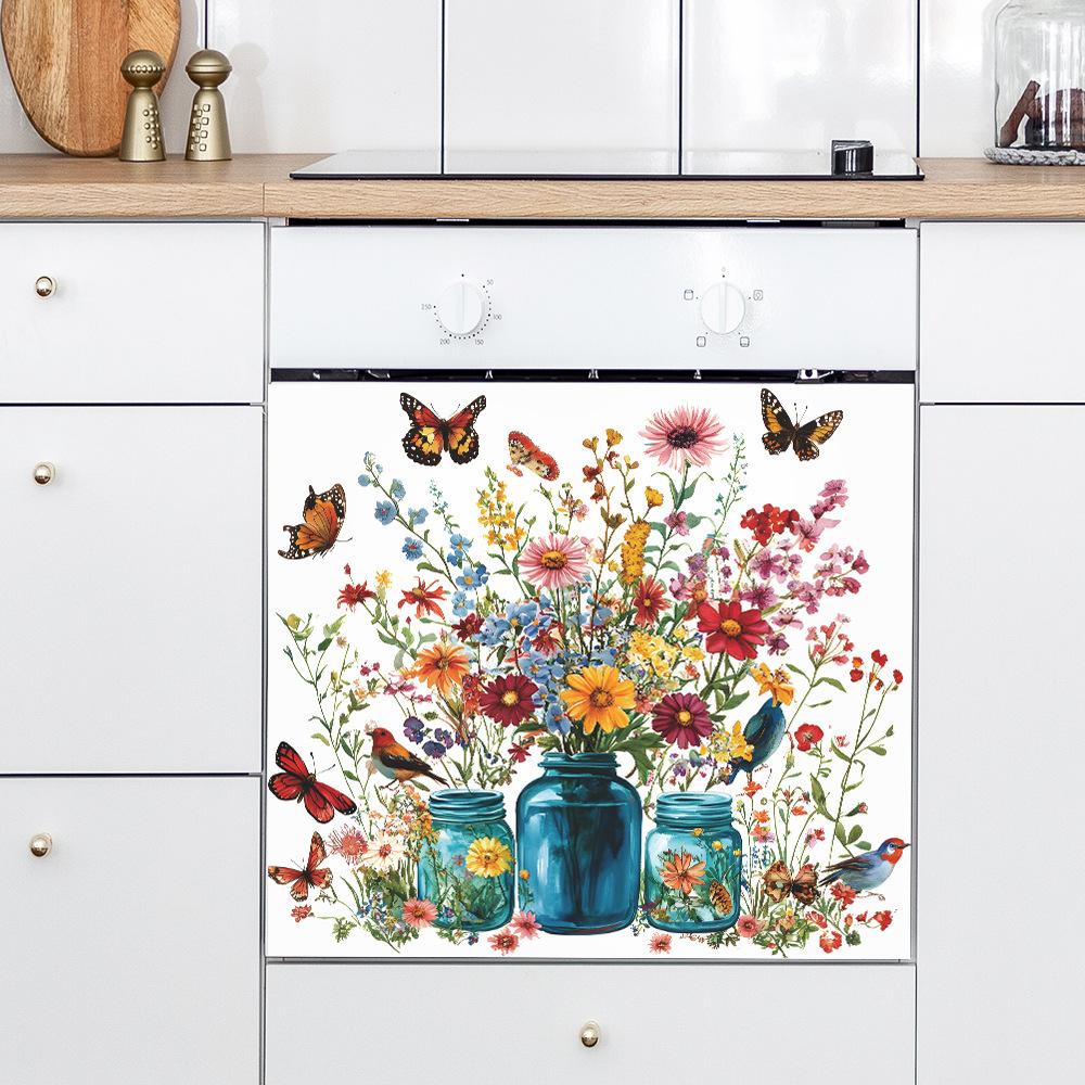 1PC Various Green Plants Flowers Wall Sticker Bathroom Toilet Decor Decals Living Room Cabinet Home Decoration Self Adhesive