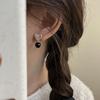 Su Chuang S925 Sterling Silver Black Agate Heart Stud Earrings for Women - Elegant, High-End Niche Design