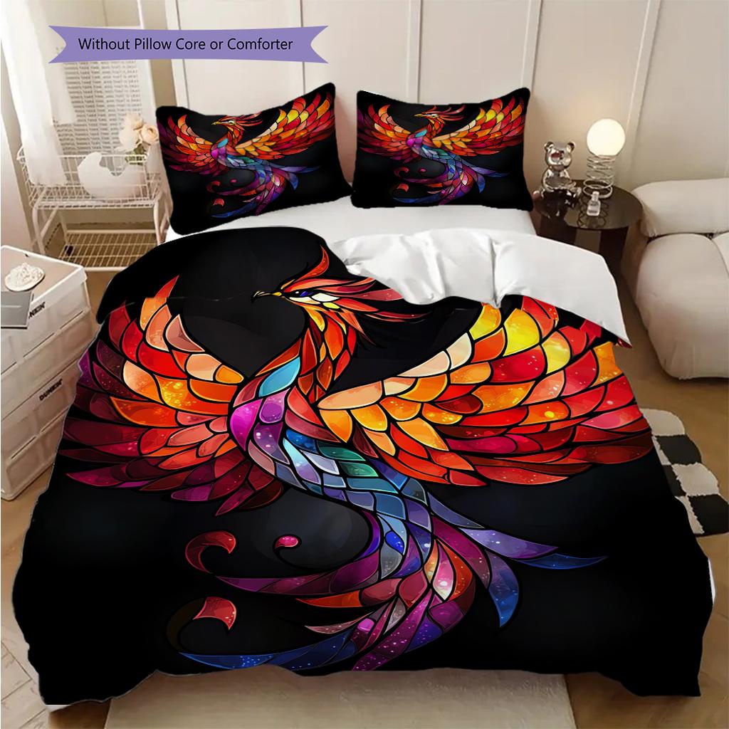 Phoenix Pattern Bedding Quilt Set Quilt Cover Pillowcase Home Decoration Birthday Gift (1 * duvet cover + 2 * pillowcase, without core)