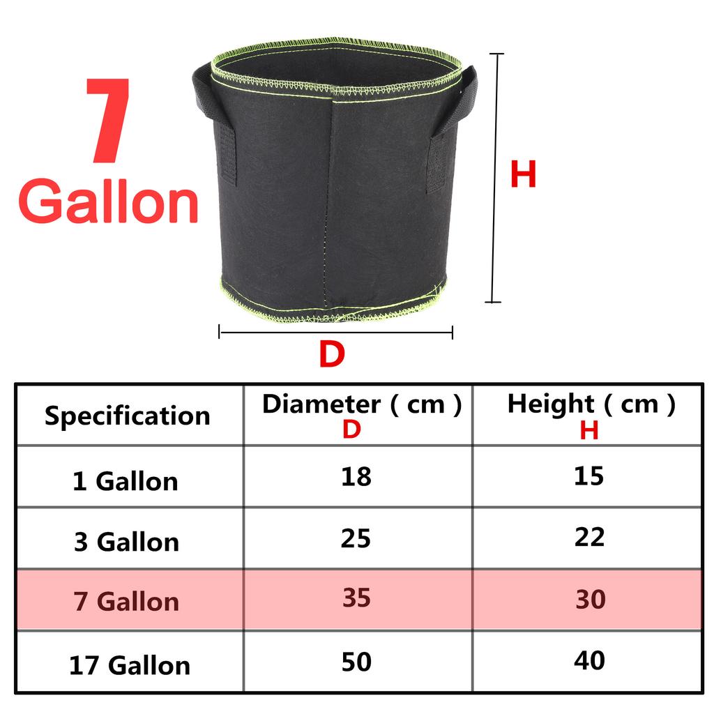 Bolsa de Cultivo de Tela para Plantas 1/2/3/5/7/10/17 Galones Maceta de Guardería Jardín Flor Verdura Tomate Patata Fresa Maceta de Cultivo