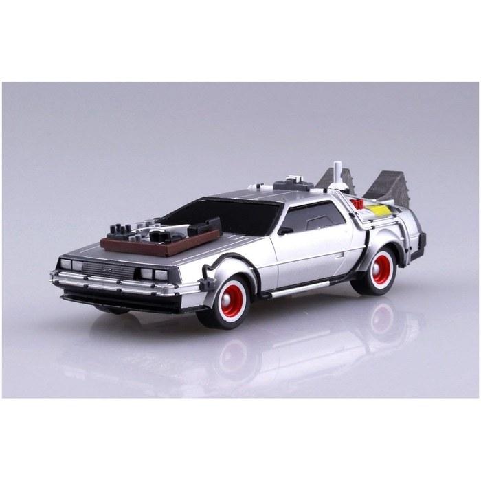 Aoshima Movie Mechanics No.13 Back to the Future Pullback Part.3 Time Machine 1/43 Scale Model Kit, Silver
