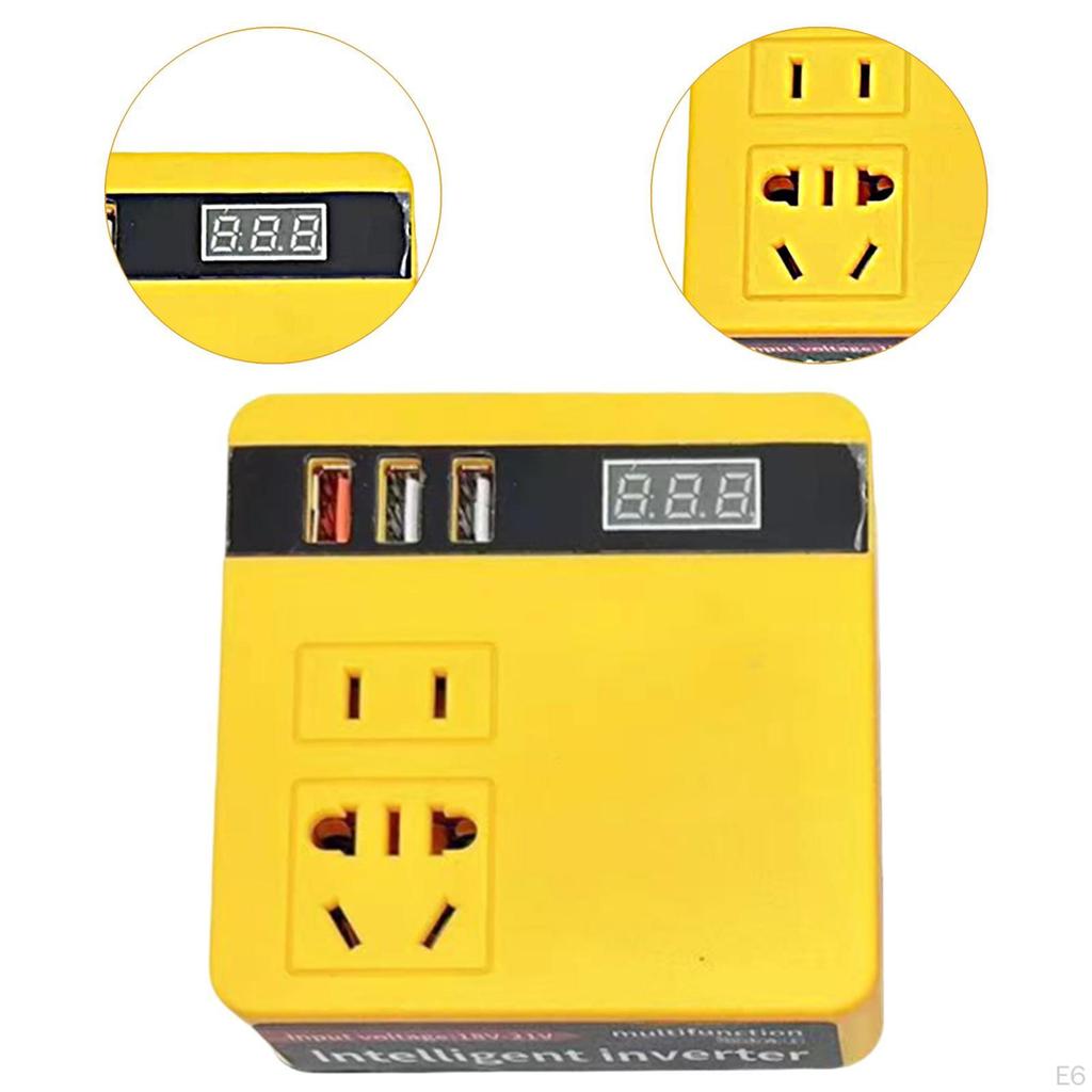 Power Inverter with USB Ports Sturdy Converter for Travel Outdoor Work Dark Blue