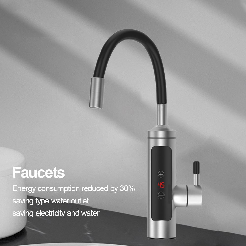 Electric Hot Water Heater Faucet 3000W Hot Cold Mixer Tap 360 Degree Rotation Fast Heating Tap LCD Digital for Kitchen Bathroom