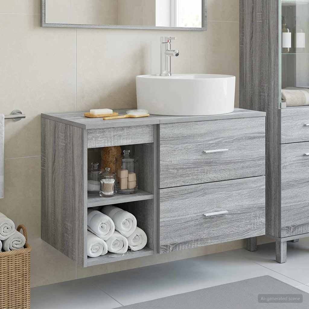 Bathroom Furniture Set 2 pcs Grey Sonoma Particleboard