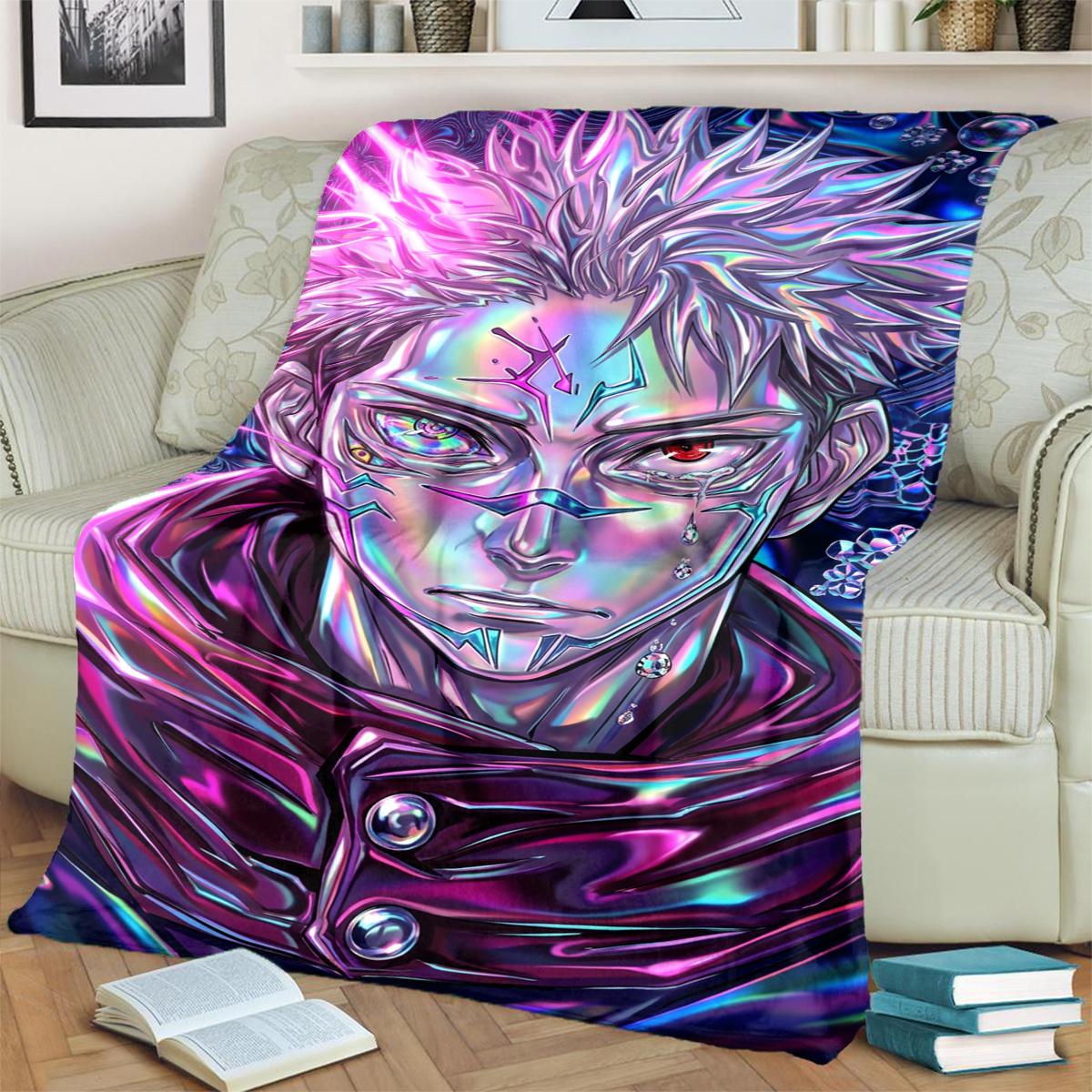

Warm Cozy Jujutsu Kaisen Print Blanket Flannel for Bedrooms, Sofas, Beds, Chairs, Picnics, Travel 75x90cm