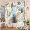Nordic Fresh Green Leaves Print Curtains Modern Botanical Window Drapes 2 Panels Living Room Bedroom Curtains