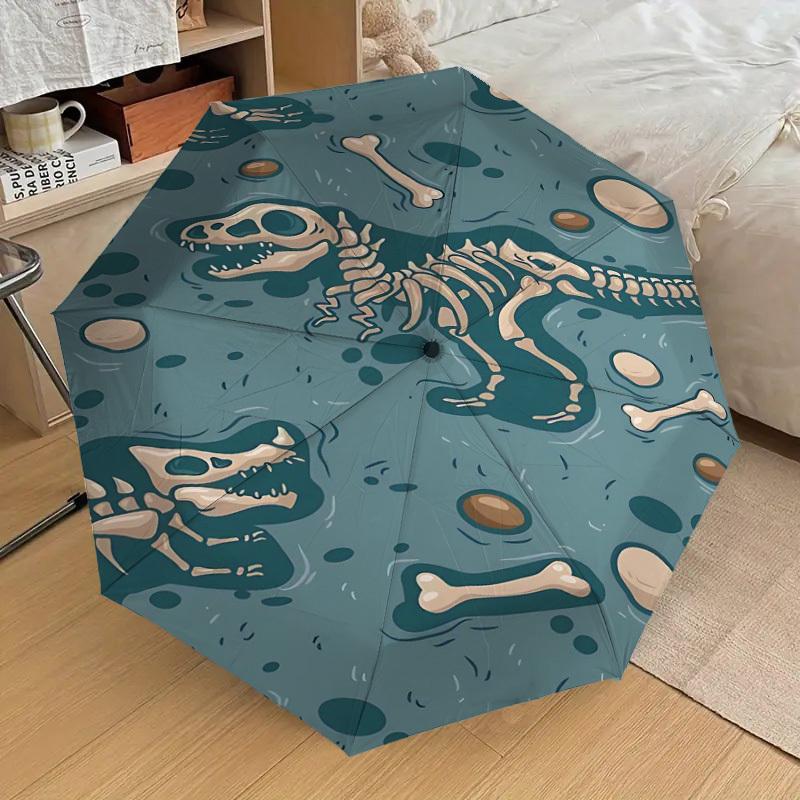 1PC Dinosaur Fossils Umbrella-8-Rib Reinforced Portable Folding Travel Suitable for All Seasons Outdoor Daily Use -J0341