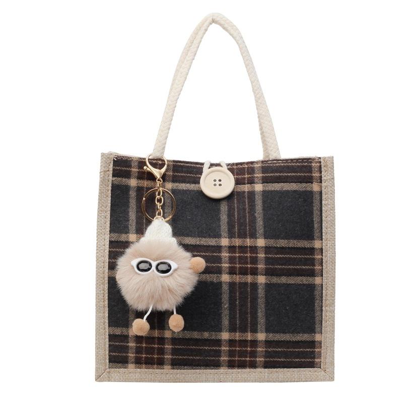 Portable Bag for Women At Work  Fashionable Linen Canvas Bag for Women Ins Fashionable and Versatile One Shoulder Handbag