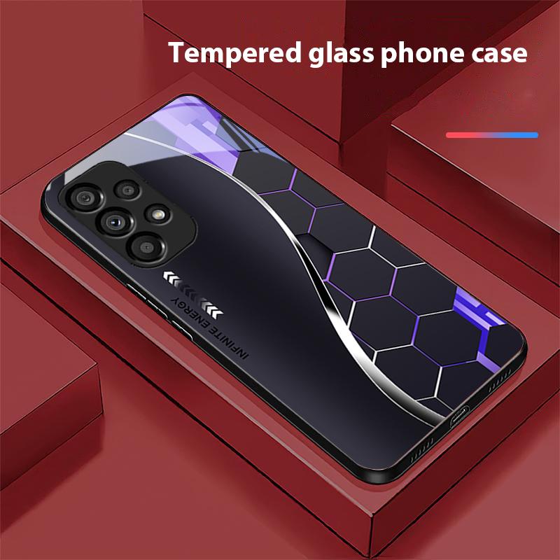 Sci Fi Silver White For Samsung Galaxy S 8 9 10 20 Plus 21 FE 22 23 24 Ultra S7 Edge Black Tempered Glass Phone Case Hard Shell