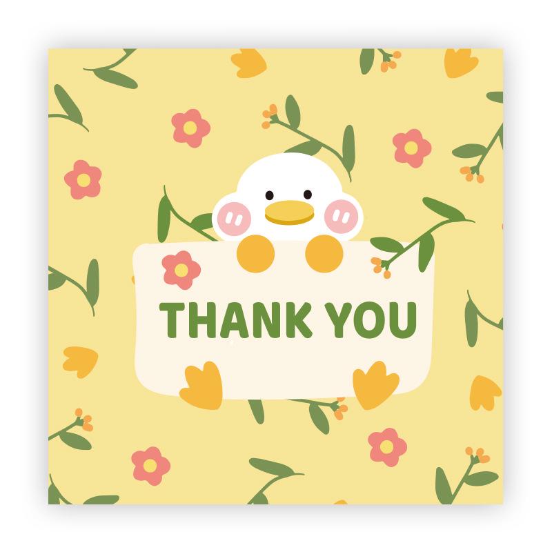 Cartoon Thank You Card Square - Handwritten Festival Greeting Card Gift Packaging Decoration