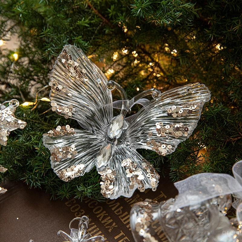 Christmas Pendants Acrylic Sequin Snowflakes Christmas Tree Ornaments Hanging Decoration Xmas New Year Atmosphere Supplies