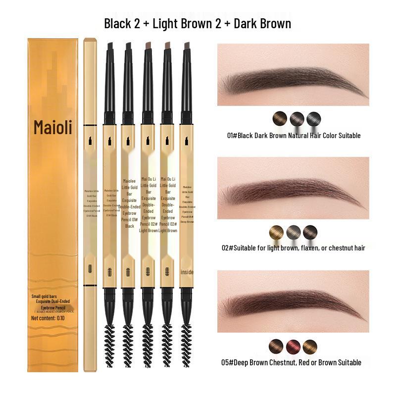 Ultra-Fine 3D Smudge-Proof Double-Ended Eyebrow Pencil with Triangle Tip