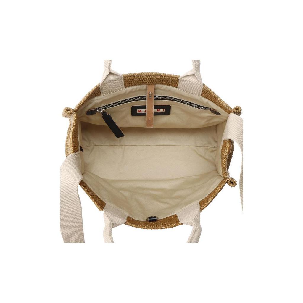 Marni Borsa a Tote in Pelle con Design Intrecciato Vintage e Stampa di Lettere per Donna Marrone SHMP0077U0P3860Z0R