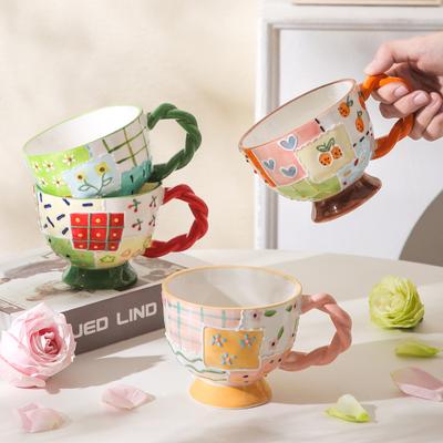 Ceramic Breakfast Cup Hand-Painted Creative Coffee Cup Pastoral Cup Household Goblet Oat Cup