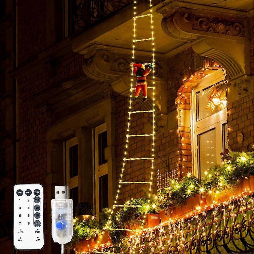 Climbing Ladder Santa Claus LED Lights 8 Modes Lighting Santa Plush Doll Christmas Tree Ornaments