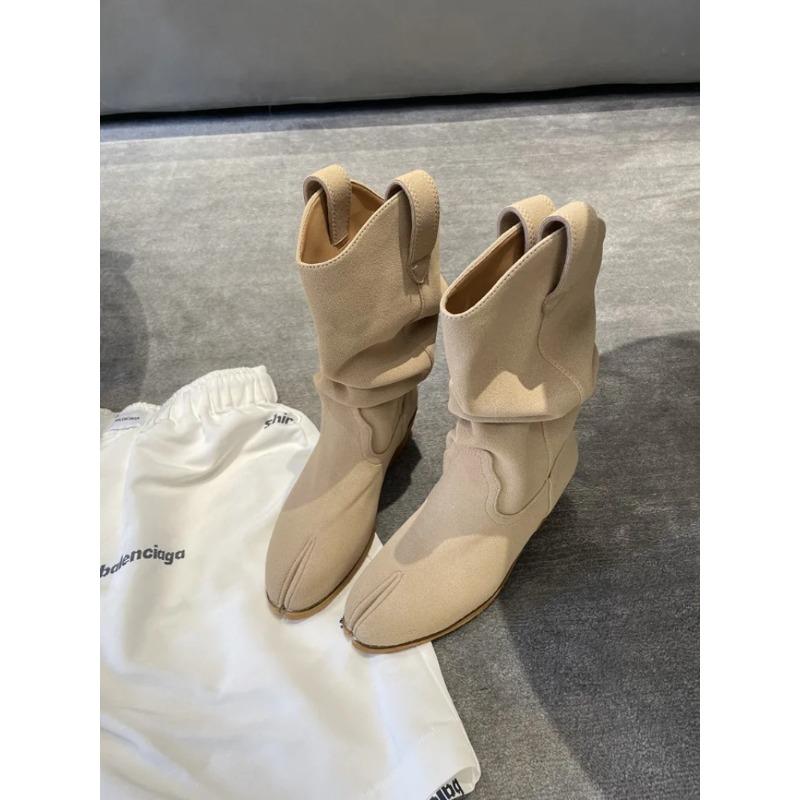 Fashion 2025 Brand Design Tabi Boots Split Toe Chunky High Heel Women Boots Leather Zapatos Mujer Fashion Autumn Women Shoes Botas Mujer