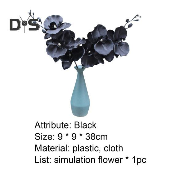 Medoc Artificial Flower Simulation Floral Fabric Black Phalaenopsis Fake Flower