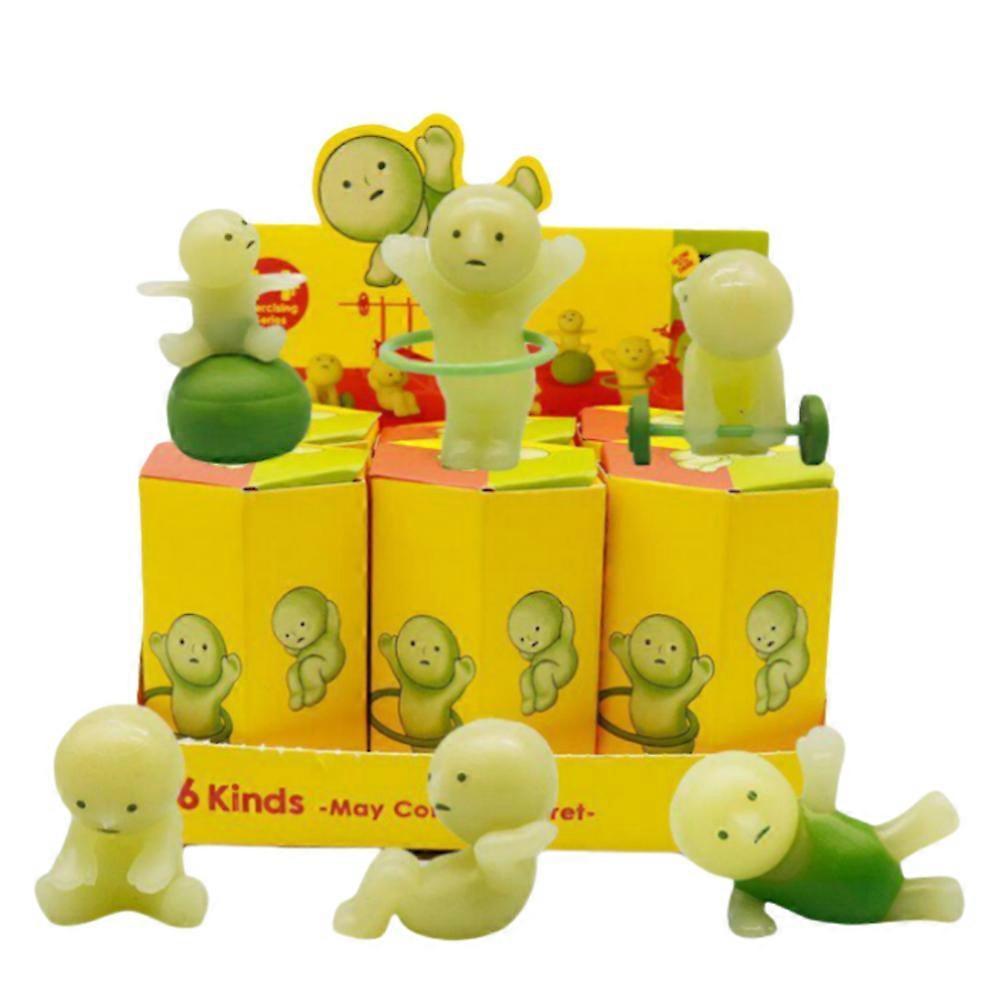 6 Piezas/Set Luz Nocturna Fantasma Fitness Elfo Figura Smiski Muñeca Anime
