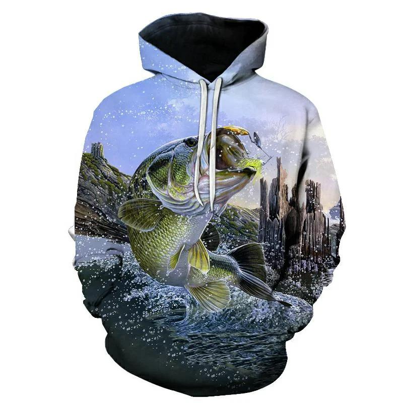 New 3D Printing CARP Fishing Pattern Hoodie Outdoor Fish Hunting Men's Sweatshirt Fashion Plus Size sudaderas tops