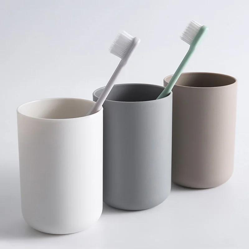 

Bathroom Glass Plastic Mouthwash Cup Coffee Teacup Water Cup Family Trip Simple Solid Color Holder Toothbrush Drink Cup Baños 300ML кофейный