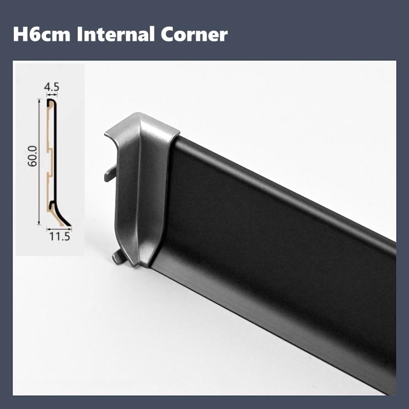 

H5/6/8см LED Плінтус Аксесуари Підлога Алюмінієвий Профіль Стіна Плінтус З єднувач Пластиковий Внутрішній Зовнішній Кут Заглушка Silver Color