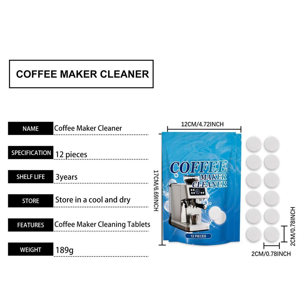 Coffee Machine Cleaning Tablets Drip Coffee Pot Cleaner Tablets 12-Count Brewer Maintenance Accessories For Kitchen Home Bar