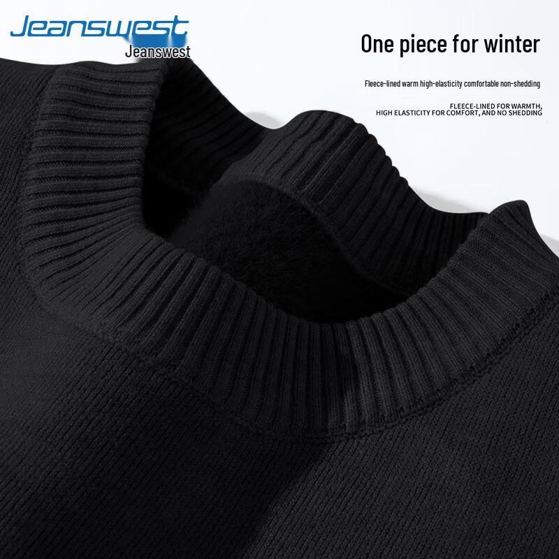 Jeanswest Men's Fleece-Lined Mock Neck Long Sleeve T-Shirt