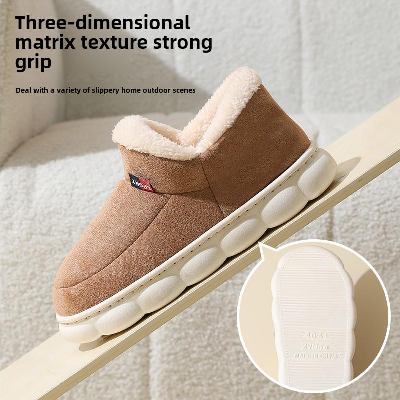 Fashion 2024 Men Home Cotton Shoes Classic Fashion Warm Ankle Boots Fluffy Plush Padded Slippers For Man Super Soft Slippers