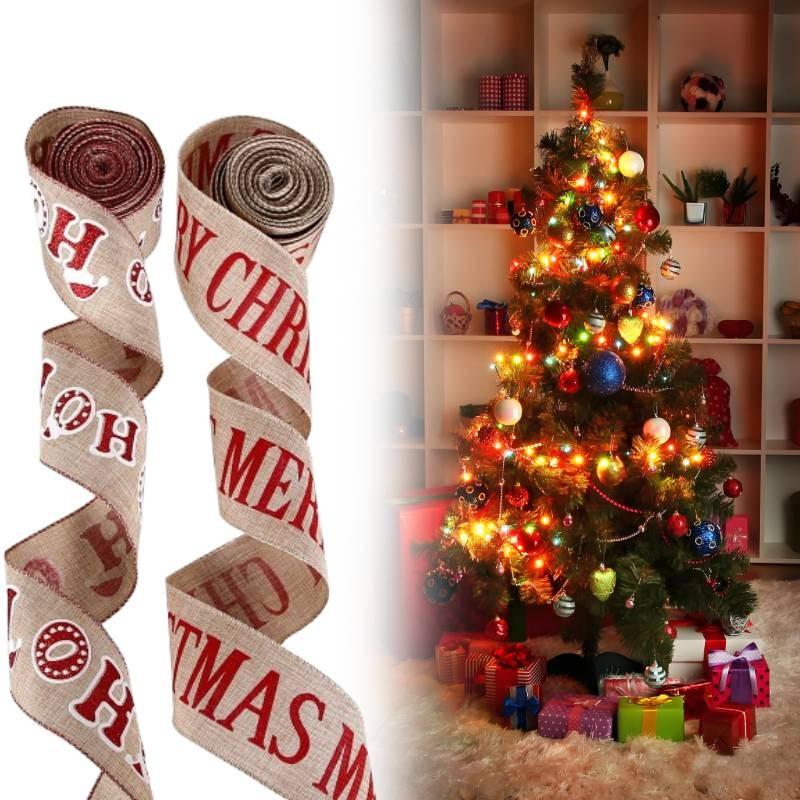 Festive 2 Meter Christmas Ribbon Banner Featuring Joyful Christmas Letters For Gifts