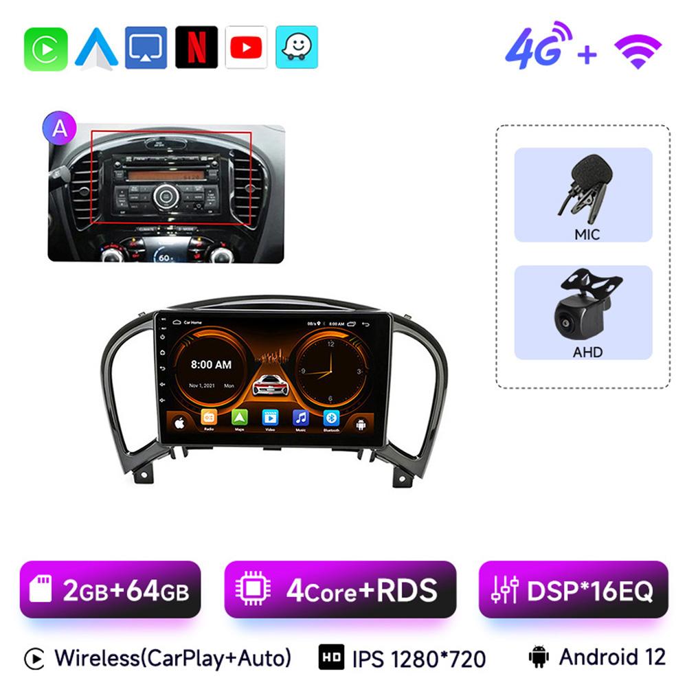 JIUYIN Android 13 Wireless CarPlay Android Auto Radio for Nissan Juke YF15 2010 2011 2012-2014 4G Car Multimedia GPS 2din