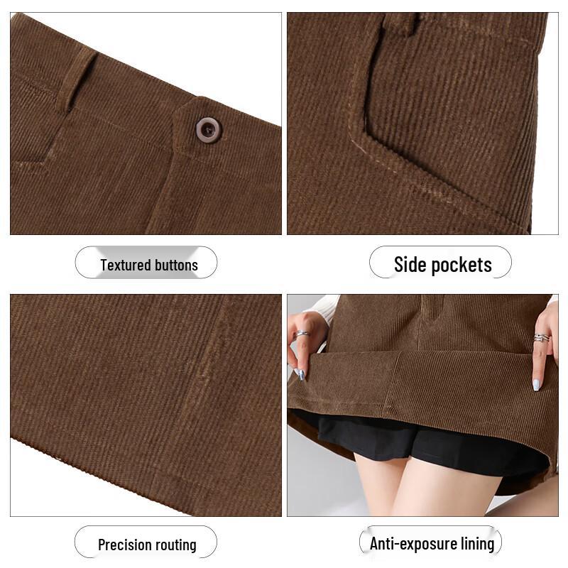 Warrior Corduroy A-line Short Skirt for Women