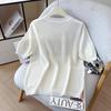 2026 Summer Versatile Embroidered Ice Silk Tencel Knit Women's T-Shirt
