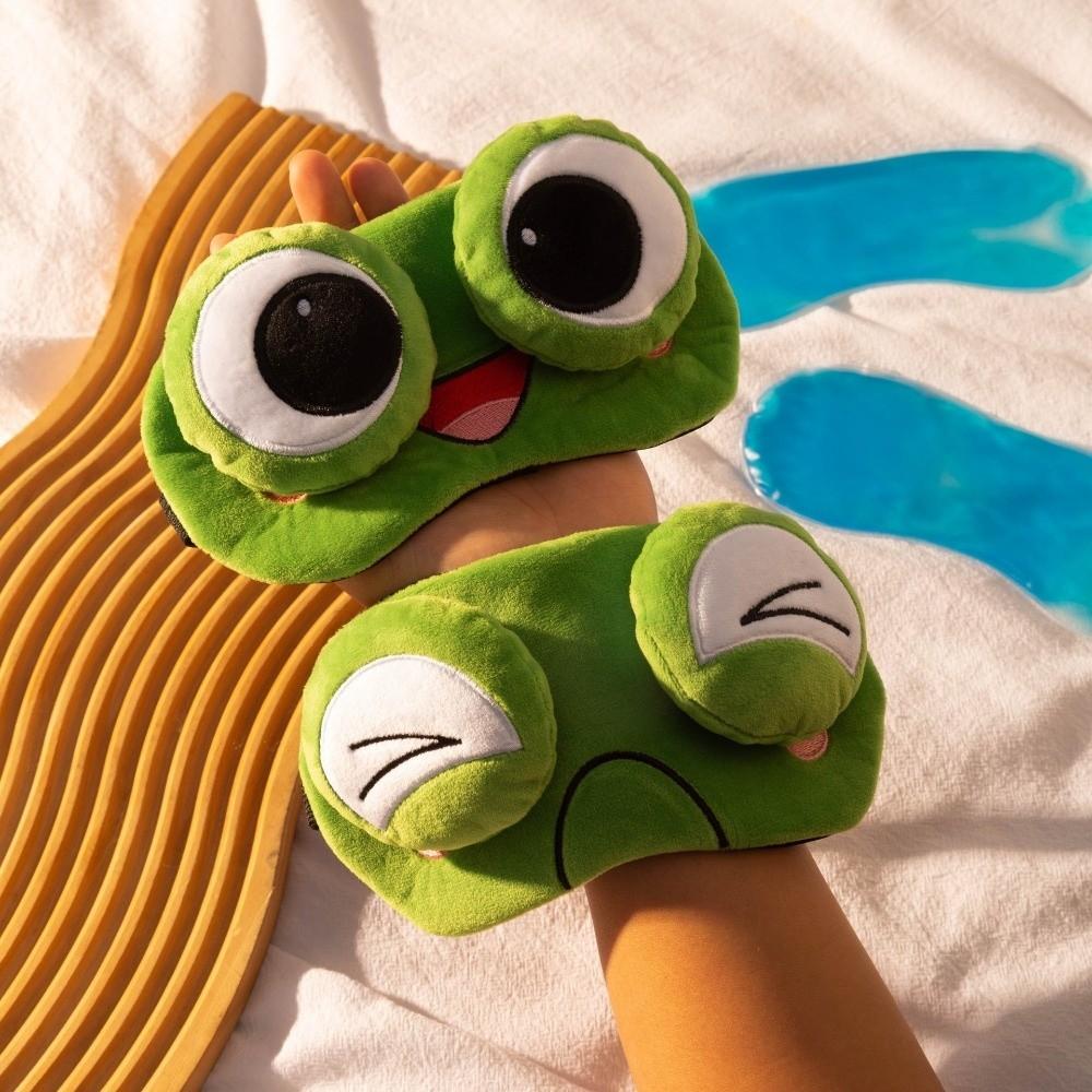 Adjustable Frog Sleep Mask Plush Sleeping Aid Eye Mask Frog Blockout Light Eye Cover  Airplane