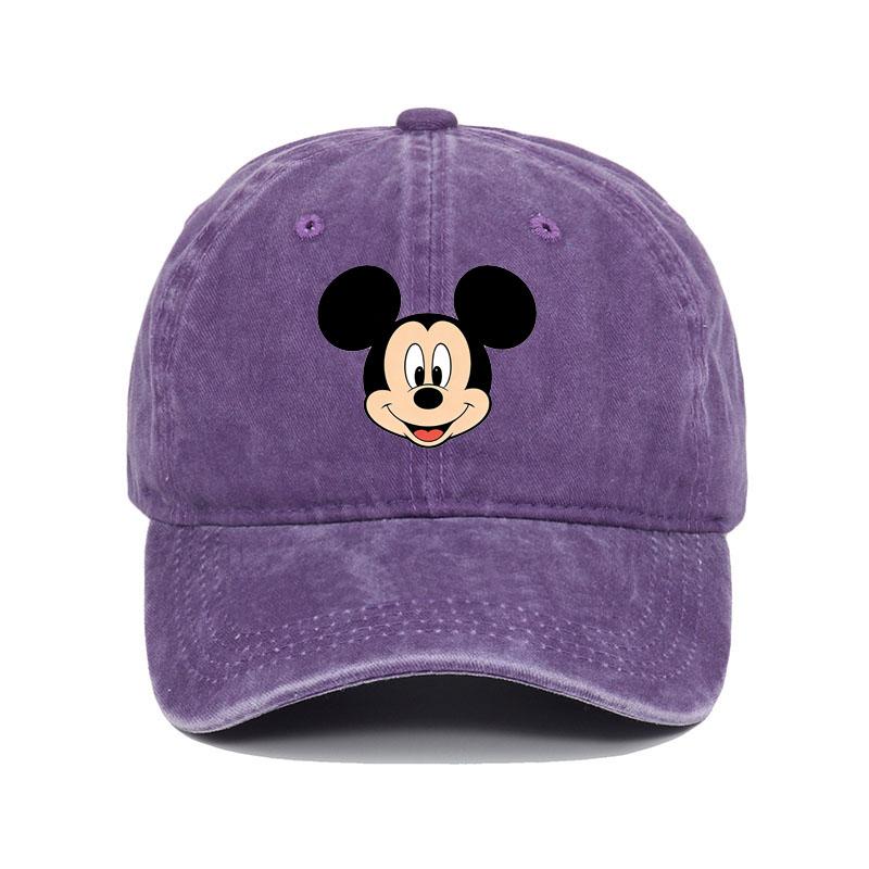 Retro Washed Mickey Mouse Print Baseball Cap Men Women Vintage Kpop Snapback Cap Adjustable Breathable Trucker Hat Sunscreen Hat