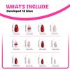 24 Pcs Heart Acrylic Nail with Rhinestones Valentines Day False Nail French Tip Stick on Nail 3D Bows Press On Nail