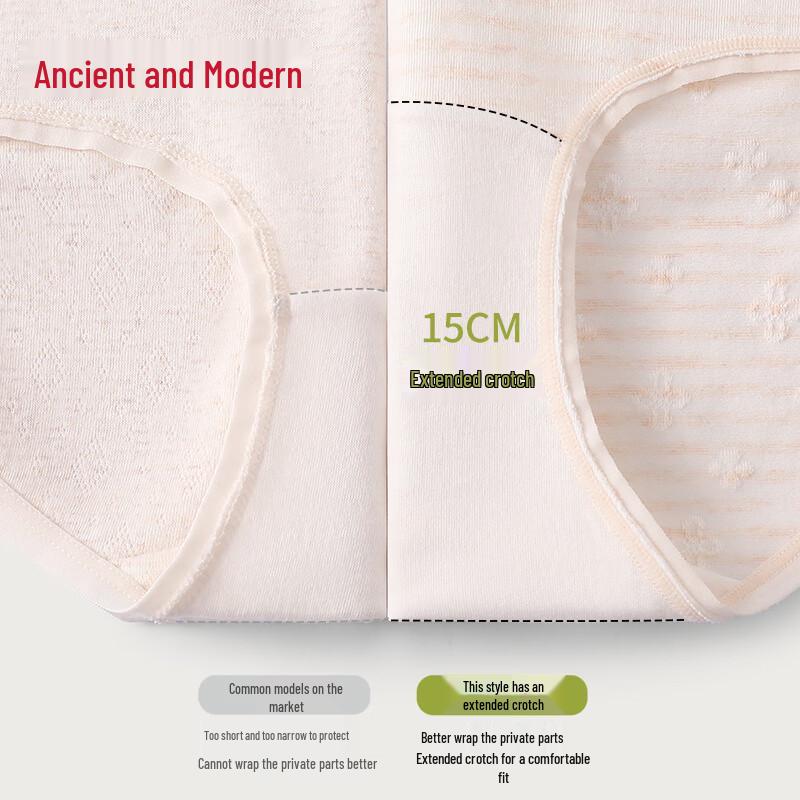 GUJIN Women's High-Waist Antibacterial Cotton Briefs