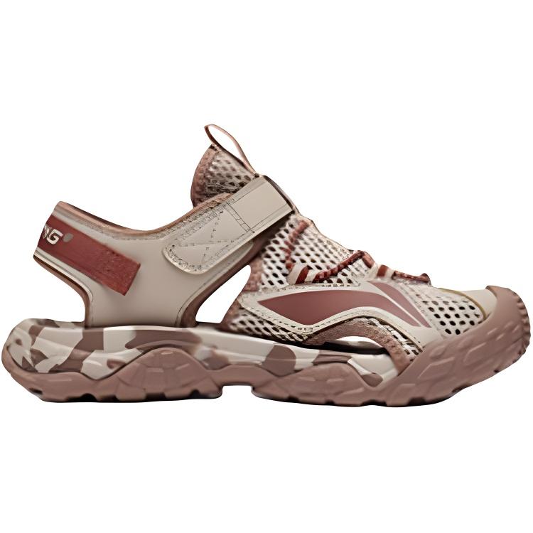 Li Ning Kids Sports Lifestyle Series Comfortable Versatile Durable Breathable Low Top Sandals Kids Sandals Deerskin-Brown YKUT032-11