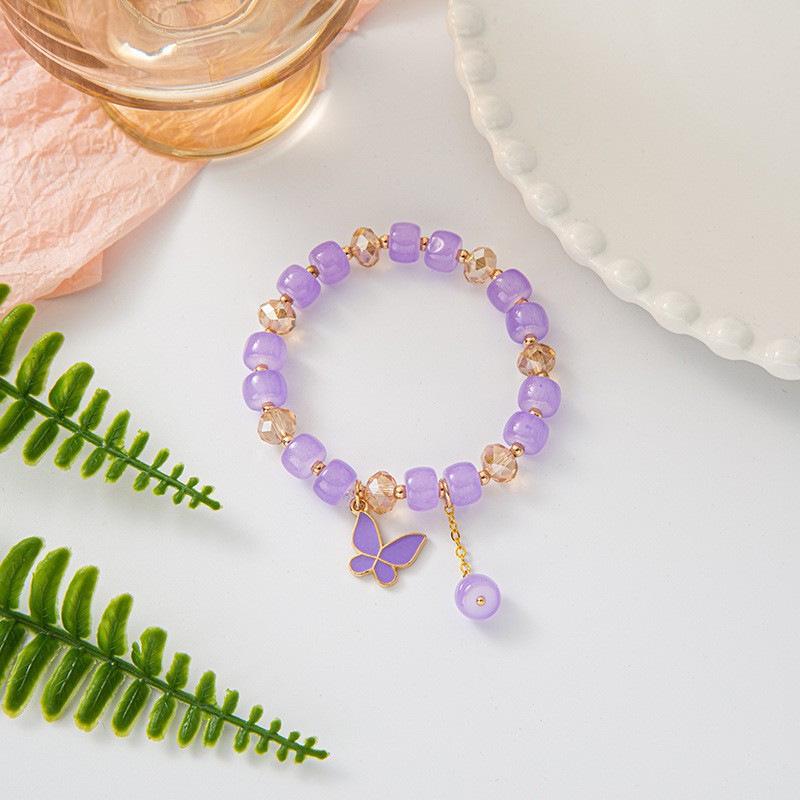 HelloKitty Love Couple Bracelet - DIY Handmade Beaded Cat's Eye Stone, Cute Gift for Girlfriend