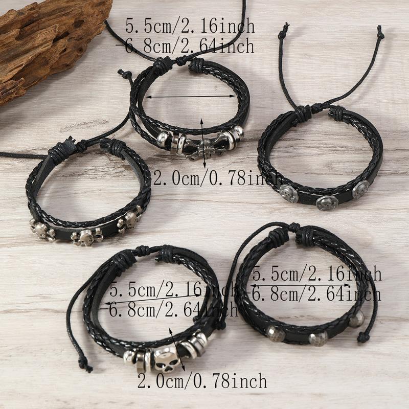 Xiyin Temu European and American Trend Retro Fashion Punk Style Leather Bracelet